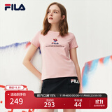 FILA 斐乐女装官方女士短袖T恤夏季休闲运动内搭t恤运动上衣 麦町粉-F51W328152FPK S （160/80A/S）