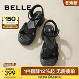 百丽（Belle）满钻条带繁星休闲凉鞋女商场款厚底凉鞋A9S2DBL4 黑色 34 (220mm)