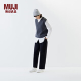 无印良品（MUJI）女式 针织 V领 背心 马甲 针织衫 25年春季  BA1Q2A5S 深灰色 L （165/88A）