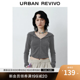 UR2025秋季新款女时尚连帽爱心蝴蝶结拉链修身外套UYB150001 深灰 XS