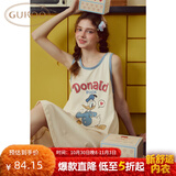 果壳（Gukoo）睡裙女士夏季睡衣女无袖防走光无袖纯棉可外穿运动风连衣裙B 唐老鸭背心裙 S
