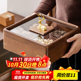 木雅轩干果盘实木干果盒瓜子糖果盘分格水果盘客厅干果收纳盒果盘零食盘 实木干果盒4格【单层】
