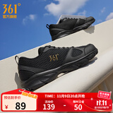 361°运动鞋男鞋秋冬季透气网面跑鞋黑色通勤轻质户外慢跑步鞋 曜石黑/皇冠金【透气网布】 40