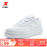 特步男鞋运动鞋空军一号情侣板鞋百搭休闲鞋时尚耐磨防滑运动鞋潮板鞋 新白色【男款新版】 41