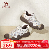 骆驼（CAMEL）经典丑萌鞋女时尚撞色户外休闲鞋 L24S469647A 米/银/咖 37