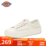 Dickies女士帆布鞋潮流休闲鞋子布鞋低帮百搭女士平底鞋 米色 35 