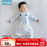 优奇宝宝睡衣婴儿睡袍儿童睡裙春秋款连体衣护肚防踢被纯棉舒适家居服 四季【防踢被神器】萌萌象 80