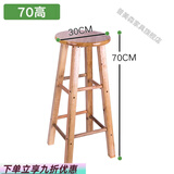 普美森原木实木小圆凳子木质木头凳子家用橡木板凳换鞋凳家用门口矮凳40 70高