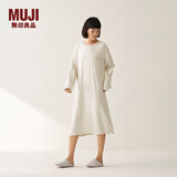 无印良品（MUJI）女式 柔软针织家居连衣裙 长袖睡裙女宽松家居服秋季 FD33CC5A 象牙白色 S -M (160/84A)