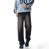 顶峰保罗（Dingfengbaoluo）水洗复古牛仔裤男士秋季保暖加绒加厚宽松休闲长裤子74烟黑XL