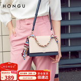 红谷女士包包链条包撞色单肩手提丝巾包牛皮斜挎包 生日礼物送女友