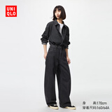 优衣库女装男装宽松廓形牛仔裤/弯刀镰刀裤子25秋冬新款479000 08 深灰色 34 /175/86A