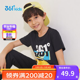361°童装儿童短袖2025夏季男童短袖t恤男大童夏季短袖上衣 黑 160