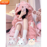 REJIP美乐蒂珊瑚绒睡衣女2024年款秋冬季大耳兔睡袍加厚长款浴袍睡裙天 美乐蒂睡袍 M【80-100斤】可穿