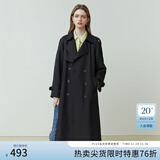 范思蓝恩范思蓝恩23FS11161 经典时尚中长款风衣外套女秋季新款英伦风 黑色 M