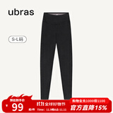 ubras仿牛仔高腰收腹加绒打底裤女保暖时尚高弹可外穿 黑色平腰款 1条 L