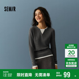森马（Semir）森马毛衣女短款假两件含羊毛针织衫24冬新款保暖内搭109724107015