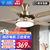 钻石牌（DIAMOND）风扇灯吊扇灯led客厅带灯吊扇北欧现代简约变频电风扇三色变光WY 吸顶52寸【节能变频】6档遥控