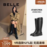 百丽（Belle）牛皮周雨彤同款双子星骑士女冬季商场款长靴B9V1DDG5 牛皮升级版-黑色【周雨彤/章若楠/张小婉同款】 37