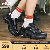 斐乐（FILA）官方猫爪6代女鞋复古运动鞋2025夏季新款舒适厚底鞋休闲鞋 黑/影黑灰-BD 38