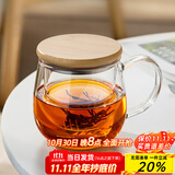 忆壶茶（YIHUTEA）茶杯玻璃茶具加厚喝水杯子茶水分离杯带过滤耐高温男女泡茶马克杯 竹盖泡茶杯400ml
