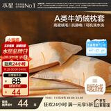 水星家纺枕套牛奶绒冬季双面保暖对枕套抗静电A类枕头罩一对装双人48x74cm