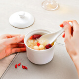 斯凯绨（Sky Top）陶瓷碗带盖炖盅骨瓷隔水汤盅蒸蛋羹燕窝盅家用单人份纯白250ml