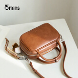 15MINS包包女包2025新款植鞣手提保龄球包上班通勤单肩斜挎包圣诞礼物