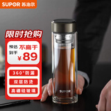苏泊尔（SUPOR）玻璃杯双层耐高温防烫水杯330ml商务办公车载男女茶杯KC33GU10