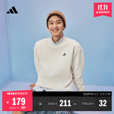 adidas情侣款宽松抓绒圆领长袖卫衣套头衫男女秋季阿迪达斯轻运动 白色   L