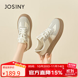 卓诗尼德训鞋女款2025新款秋鞋子女生厚底板鞋小白鞋运动休闲鞋 米棕 37