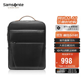 新秀丽（Samsonite）男士双肩包14英寸大容量商务背包牛皮电脑包旅行包生日礼物 TM0