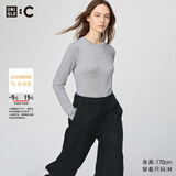 优衣库女装HEATTECH EXTRA WARM 混纺圆领T恤/长袖 9%羊绒 478955 478955/03灰色 M