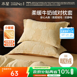 水星家纺枕套牛奶绒冬季双面保暖对枕套抗静电A类枕头罩一对装双人48x74cm