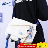 回力（Warrior）斜挎包男士挎包男女潮牌大容量单肩包学生情侣休闲运动小背包邮差 白色【带太空人挂件】