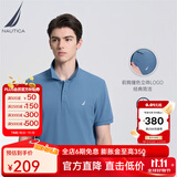 诺帝卡（NAUTICA）男装夏季棉氨混纺休闲亲肤透气短袖POLO衫男KE3100 灰蓝03B（231） S