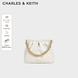 CHARLES&KEITH链条单肩腋下托特包流浪包包女包女友生日礼物CK2-20671559 【M号】White白色 M