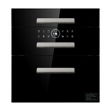 YueYingHua日本樱花消毒柜家用嵌入式大容量高温紫外线消毒烘干臭氧保洁存储碗柜304不锈钢碗架 三层120升黑色二星级消毒