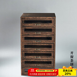 容山堂收纳 实木普洱茶盒 开茶盘分茶饼盒白茶收纳架存茶柜 开窗桐木茶饼盒七层