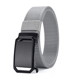 斐卡薇帆布腰带男士自动扣皮带休闲懒人编织腰带男军训尼龙战术裤带学生 【银灰色】自动扣120*3.3cm