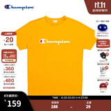 Champion夏季经典款印花草写LOGO圆领休闲运动T恤无性别冠军短袖男女情侣 黄色(偏薄） M