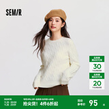 森马（Semir）森柔毛衫|毛衣女圆领纯色打底衫简约休闲冬季温柔系绞花百搭 奶白10501 L