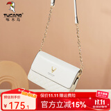 啄木鸟（TUCANO）包包女款2025年牛皮时尚单肩斜挎包女链条包实用生日生日礼物 菱格米白【实用生日礼物送女友】