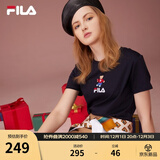 斐乐（FILA）官方女士短袖T恤夏印花运动女装针织短袖套头衫小熊T刺绣上衣 传奇蓝-NV S 160/80A