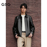 GXG【牛皮革】25春秋男装 微廓皮衣外套翻领质感夹克慵懒休闲外套男