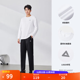 匹克运动套装男户外跑步服透气圆领长袖套装上衣长裤两件套 大白-男款 L-【男175/女170】