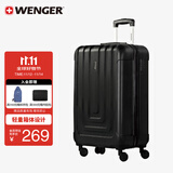 威戈（WENGER）瑞士军刀行李箱20英寸拉杆箱登机箱万向轮商务旅行箱密码箱黑色