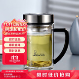 希诺双层玻璃杯男家用商务办公水杯带手柄泡茶杯子XN-9320 290mL