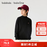 巴拉巴拉童装儿童毛衣2025新款秋冬男童女童中高领毛衫套头针织衫保暖简约 黑色-209425103102 150