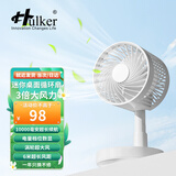 Hulker 大扇面桌面小风扇USB可充电台式办公室学生宿舍床头大风力便携电风扇 升级七叶羽静音风扇 【10000毫安款】数显摇头/带定时
